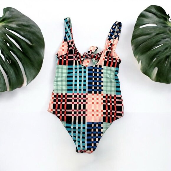 Minkpink One Piece Swimsuit Penelope Tie-Front Cutout Colorful Printed size S - Picture 1 of 9